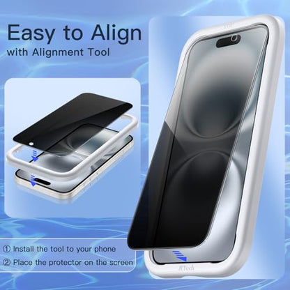 JETech Privacy Screen Protector for iPhone 16, 2+2 Pack - size: iPhone 16