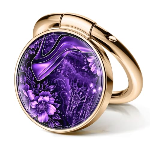 Cell Phone Ring Holder, Cute Metal Phone Grip Stand Finger Ring Kickstand, Flexible 360°Rotation Phone Tablet Case Accessories Compatible with Most Phones Purple Floral Heels - color: Purple Floral Heels