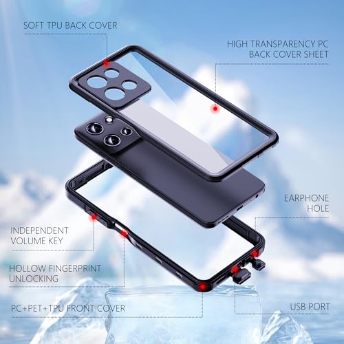 Waterproof Case for Motorola Moto G 5G 2025,IP68 Waterproof Certified Shockproof Dustproof Snowproof Cover Full Body Heavy Duty Protection Fully Sealed Underwater Cover for Moto-G-5G-2025 (Black)