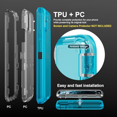 Follaroma for iPhone 11 Pro Max Case, 6.5 inch, Crystal Blue | Heavy Duty Shockproof Protection Phone Cases, Anti-Drop, Military Grade Dual Layer Transparent Rugged Protective Cover - color: Blue, size: iPhone 11 Pro Max 6.5‘’