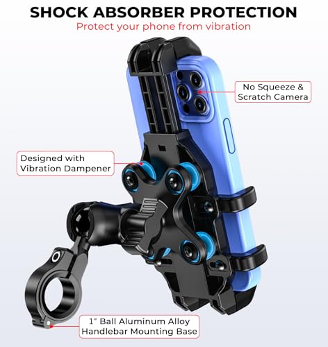 VAZESWIN Motorcycle Phone Mount Holder with Vibration Dampener