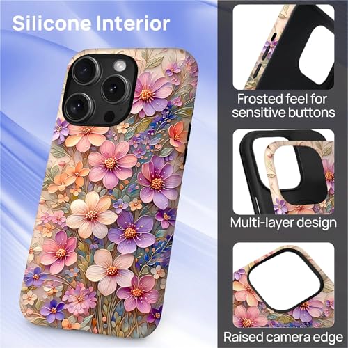 Case for iPhone 13 Pro,Drop Protection Hybrid 2-Layer Hard Phone Cover-Botanical Pastel Spring Wildflower - color: Botanical Pastel Spring Wildflower, size: iPhone 13 Pro