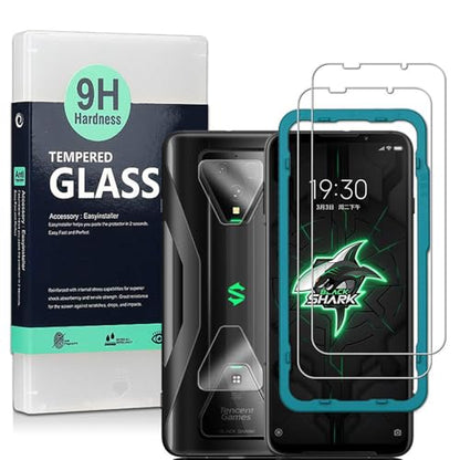 Ibywind for Blackshark 3 Screen Protector,2 Pack,9H Hardness Tempered Glass and Camera Lens Protector,with Alignment Frame,Full Coverage,Bubble Free,Fingerprint Unlock,Scratch Resistant