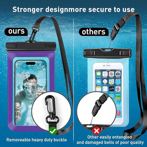 2 Pack Waterproof Phone Pouch, Universal Dry Bag Case Compatible for iPhone 17 16 15 14 13 12 Pro Max, IPX8 Beach Essentials Vacation Must Haves, Black & Bright Red - 7" - color: A7-Black+Bright Red-2 pack, size: 7in