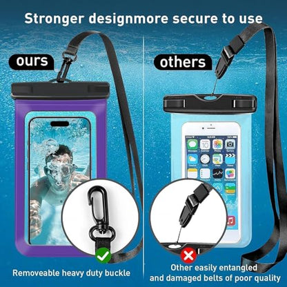 2 Pack Waterproof Phone Pouch, Universal Dry Bag Case Compatible for iPhone 17 16 15 14 13 12 Pro Max, IPX8 Beach Essentials Vacation Must Haves, Black & Bright Red - 7" - color: A7-Black+Bright Red-2 pack, size: 7in
