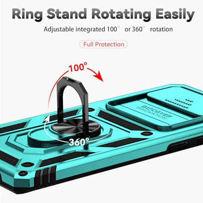 for Samsung Galaxy S10 Plus Case with Camera Lens Cover HD Screen Protector, Military-Grade Drop Tested Magnetic Ring Holder Kickstand Protective Phone Case for Samsung Galaxy S10+ Plus (Mint) - color: Mint with camera cover Military-Grade 2nd gen