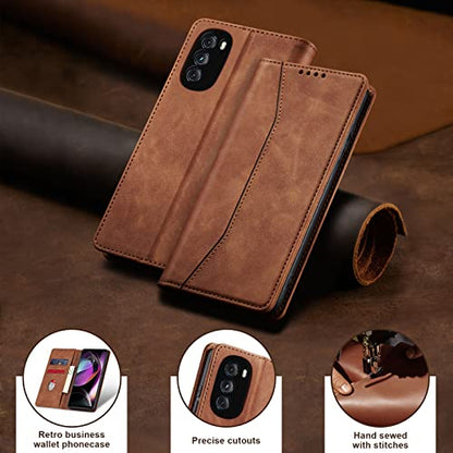 Jasonyu Flip Wallet Case for Moto G 5G (2022),Leather Magnetic Folio Cover with Card Holder,Kickstand - TPU Shockproof Durable Protective Phone Case,Brown | PU Leather Magnetic Folio Cover,with Card Holder,Kickstand,TPU Shockproof,Durable,Protective Phone