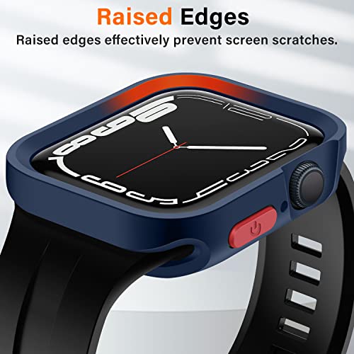 Amizee Rugged Case Compatible with Apple Watch Case Series 9/8/7 41mm SE 3/2/1 Series 6/5/4 40mm, Soft TPU Shockproof Bumper Drop Proof Protective Cover Compatible with iWatch - Blue - color: Blue, size: 40mm/41mm