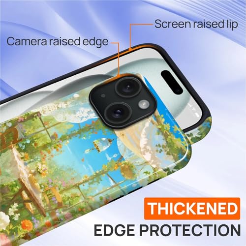 Case for iPhone 15 Plus, Shockproof Hybrid Protective Phone Case, Dual-Layer Drop Protection Anti-Scratch, Sunny Garden - color: Sunny Garden, size: iPhone 15 Plus