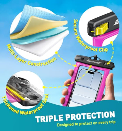 Hiearcool Waterproof Phone Pouch, Waterproof Phone Case, Green&Bright Red - color: Green&Bright Red