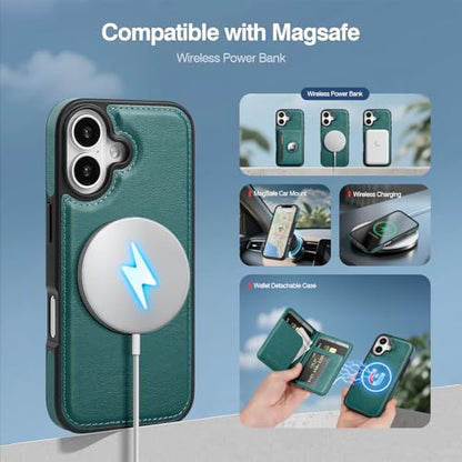 Antsturdy Compatible with MagSafe iPhone 17 Wallet Case,Blue Green - color: Blue Green, size: iPhone 17 - 6.3"
