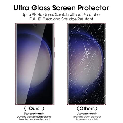 Ni-SHEN 3 Pack Galaxy S23 Ultra Screen Protector Tempered Glass 3D Curved Edge 100% Fingerprint Unlocking, Scratch & Impact Protection HD Clear & Smooth Touch for Samsung S23 Ultra - size: S23 Ultra Screen Protector