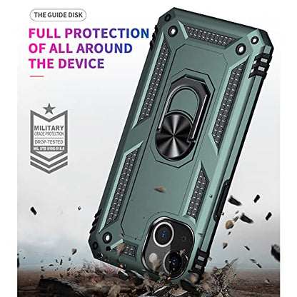 iPhone 13 Case - Military Grade, 16ft Drop Tested, Ring Shockproof, Dark Green - color: Dark Green, size: iphone 13