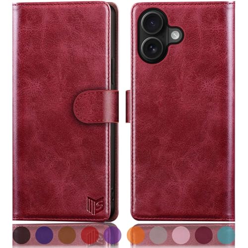 SUANPOT Compatible with iPhone 17 6.3" Wallet case with RFID Blocking Credit Card Holder,Flip Book PU Leather Protective Cover Women Men for Apple 17 Phone case Red - color: Red, size: iPhone 17 6.3"