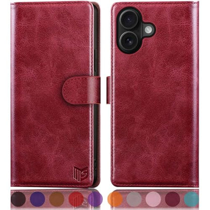 SUANPOT Compatible with iPhone 17 6.3" Wallet case with RFID Blocking Credit Card Holder,Flip Book PU Leather Protective Cover Women Men for Apple 17 Phone case Red - color: Red, size: iPhone 17 6.3"