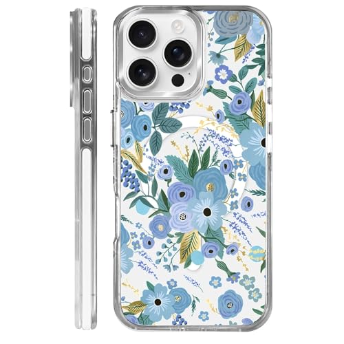 VisEnt Clear Case for iPhone 16 ProMax, Magnetic Phone Case, Transparent Slim Cover, Military Grade Protection, Shockproof, Anti-Yellowing, Scratch Resistant, Blue Floral - color: Blue Floral, size: Iphone 16 Pro Max