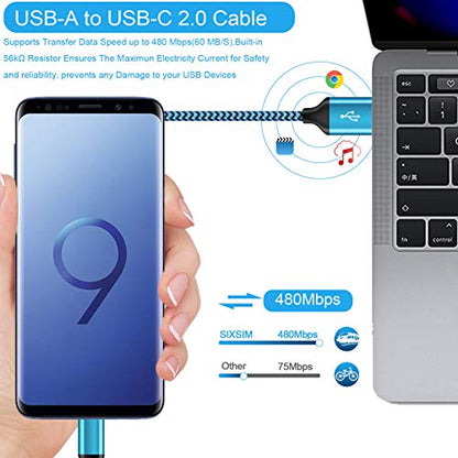 USB C Cable 3FT for Samsung Galaxy S26 S25 Ultra S24 A17 A56 A36 A16 A15 - color: white,rose-red,blue,green,purple