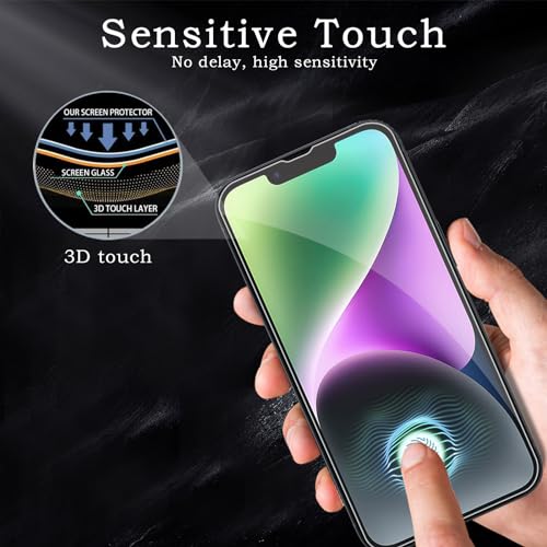Screen Protector for iPhone 14, Tempered Glass Film, Ultra HD 9H Hardness Case Friendly Anti Scratch Bubble Free Ultra Resistant Oil-Resistant Shatter Protection, 3-Pack