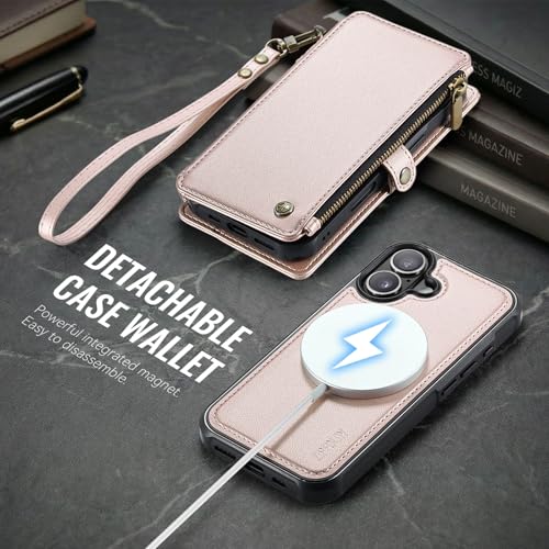 for iPhone 16 - Phone Case Wallet Magnetic Detach, Champagne Gold - color: Champagne Gold, size: iPhone 16