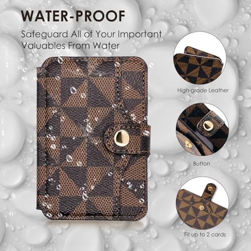 M-Plateau Card Holder for Back of Phone With Adhesive Sticker - color: Brown and Black