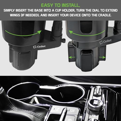 Cellet Car Cup Holder Phone Mount, Phone Holder Mount Cradle Universal Adjustable Compatible for All Smartphones Apple iPhone, Samsung Galaxy Note, LG, Moto Google Pixel (Extra Cup) - style: Extension Cup Holder