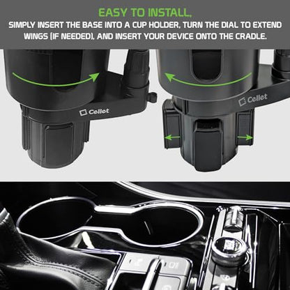 Cellet Car Cup Holder Phone Mount, Phone Holder Mount Cradle Universal Adjustable Compatible for All Smartphones Apple iPhone, Samsung Galaxy Note, LG, Moto Google Pixel (Extra Cup) - style: Extension Cup Holder