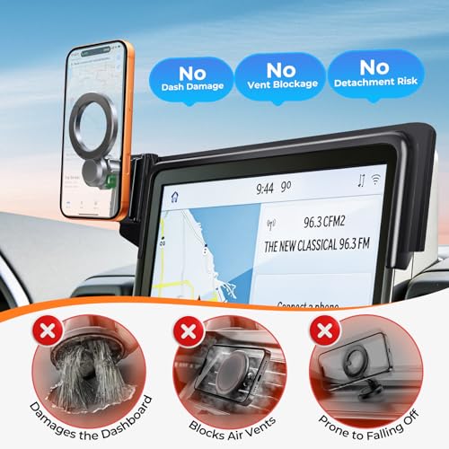 Car Phone Holder for GMC Yukon/Yukon XL 2026 2025 with 16.8-Inch Screen, 360° Rotation Magnetic Cell Phone Mount, Compatible with Magsafe, Does Not Affect Air Vent, Black - size: Fit for 2025-2026 Yukon/Yukon XL, 16.8-Inch