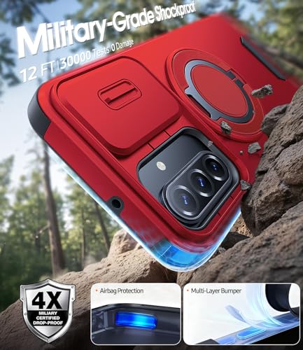 JAME for Samsung Galaxy A17/A16 5G Phone Case with Stand Slide Camera Cover - color: Red, size: Galaxy A16/A17