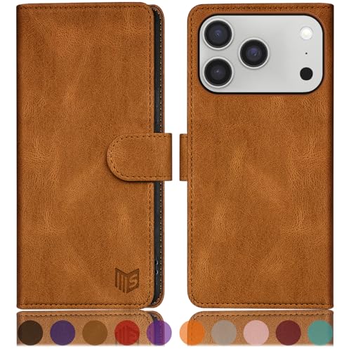 SUANPOT Compatible with iPhone 17 Pro Max 6.9" Wallet case with RFID Blocking Credit Card Holder,Flip Book PU Leather Protective Cover Women Men for Apple 17 Pro Max Phone case Light Coffee - color: Light Coffee, size: iPhone 17 Pro Max 6.9"