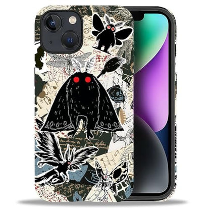 Case for iPhone 14 Plus, Dual Layer Phone Cover, Mothman Collage | Shockproof Hybrid Phone Case, Soft TPU and Hard PC, Durable Anti-Scratch Protection - color: Mothman Collage, size: Iphone 14 Plus
