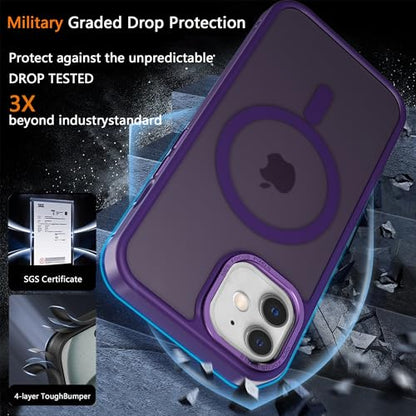 Magnetic iPhone 12/12Pro case,Compatible with Magsafe, Military-Grade Protection,Slim Translucent Matte Shockproof with Anti-Scratch Anti-Fingerprint Phone Cover (deep purple, iPhone 12/12Pro) - color: Deep Purple, size: iPhone 12/12Pro