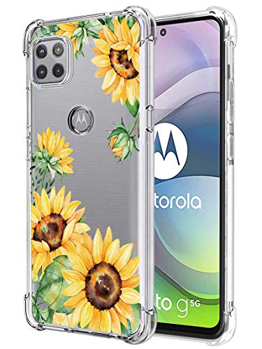 for Moto One 5G Ace Case, Moto G 5G Case, Slim Flexible TPU for Girls Women Airbag Bumper Shock Absorption Rubber Soft Silicone Case Cover Fit for Motorola Moto One 5G Ace (Sunflower/Yellow) - color: Sunflower/Yellow