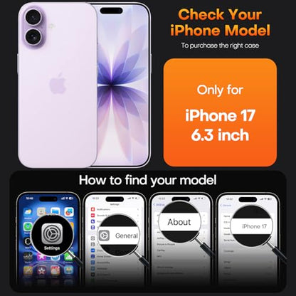 TAURI for iPhone 17 Case, Camera Control Anti-Yellowing, with Screen Protector, Military-Grade Protection Shockproof Phone Case for iPhone 17, Clear - color: B-Button Clear