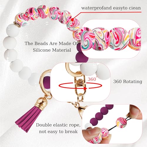 Silicone Beaded Phone Wrist Strap for Women, BPA-Free Silicone - color: Plum