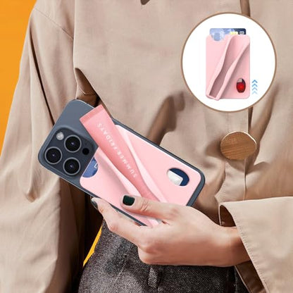 DOB SECHS Large Silicone Lip Holder with Card Holder Compatible with Summer Fridays, Tower 28, Laneige Lipstick Lip Glaze Phone Case Back Stick On Holder for iPhone and Android Smartphones,Pink - color: Pink, size: Large