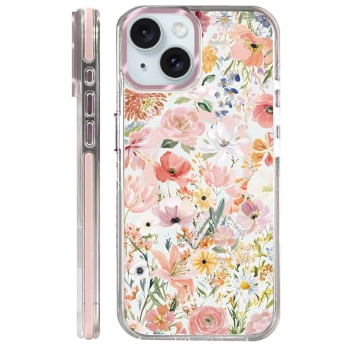 Clear Magnetic Case for iPhone 15 Plus, Slim Anti-Yellow Transparent Cover, Military Grade Protection, Phone Cases for iPhone 15 Plus, Spring Floral - color: A Spring Floral, size: Iphone 15 Plus