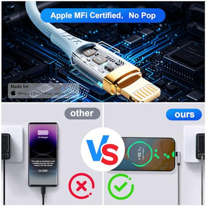 5Pack Right Angle Short iPhone Charger Cable 【15CM+30CM*2+50CM+1M】，90 Degree Apple USB A to Lightning Cable, Nylon Braided Sync Data Fast Charge Cord for iPhone 14 13 12 11 Pro Max Xs Xr 8 7 6 Plus SE