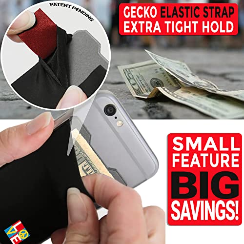 Phone Wallet - Adhesive Card Holder - Cell Phone Pouch - Stick on Lycra Pocket by Gecko - Carry Credit Cards and Cash - color: PEACE LOVE