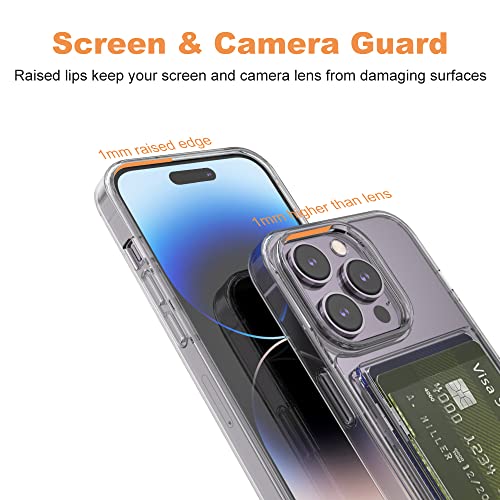 iPhone 14 Pro Max Clear Card Case - Hybrid Slim Fit Wallet with 2-Card Holder, TPU + PC, Anti-Yellowing, 6.7" 2022 - color: Clear, size: iPhone 14 Pro Max