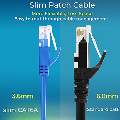 Rapink Patch Cables Cat6a 1ft (10 Pack) Slim, Cat6a Ethernet Patch Cable 10G Support, Snagless Cat 6 Patch Cable for Patch Panel to Switch, Flexiable Cat 6a Ethernet Cable with Gold Plated - size: 1ft