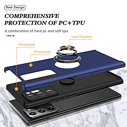for Note 20 Ultra Case, Samsung Galaxy Note 20 Ultra Case with Self Healing Flexible TPU Screen Protective [2 Pack], Military Grade Invisible Kickstand Case for Samsung Note 20 Ultra 5G-Blue - color: YX-Blue