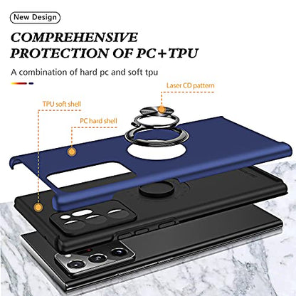 for Note 20 Ultra Case, Samsung Galaxy Note 20 Ultra Case with Self Healing Flexible TPU Screen Protective [2 Pack], Military Grade Invisible Kickstand Case for Samsung Note 20 Ultra 5G-Blue - color: YX-Blue
