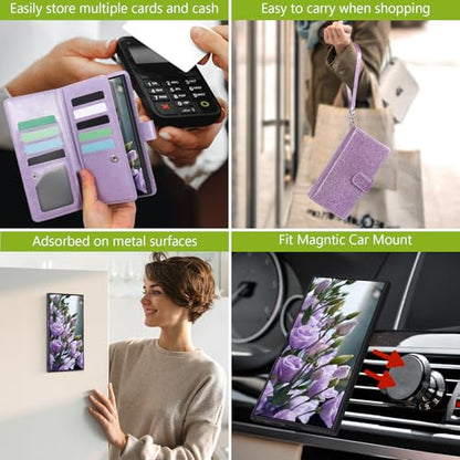 Varikke for Galaxy S25 Ultra Wallet Case Magnetic Detachable, Light Purple - color: Light Purple, size: Galaxy S25 Ultra 6.9"