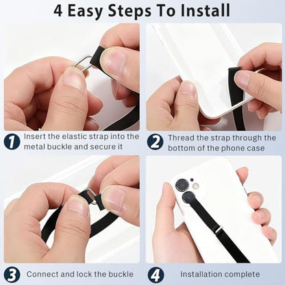 C-Shaped Silicone Clip Finger Phone Grip Strap – Reusable Stretchy Loop Holder for iPhone & Samsung Cases, Black + Pink
