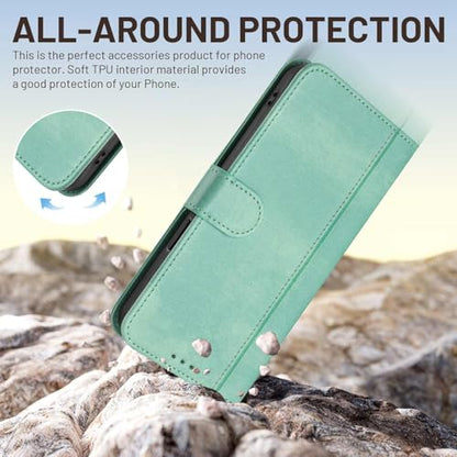 for Galaxy A17 5G Phone Case Wallet and Wrist Strap (Mint) | Card Holder Slots, PU Leather, Flip Cover, Magnetic Closure, Kickstand, Folio Protective, for Samsung A17 Case - color: Mint