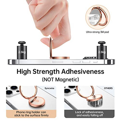 Syncwire Cell Phone Ring Holder Stand, 360 Degree Rotation Finger Ring Kickstand with Polished Metal Phone Grip for Magnetic Car Mount Compatible with iPhone, Samsung, LG, Pixel - Rose Gold - color: Rose Gold, size: 1 Pack