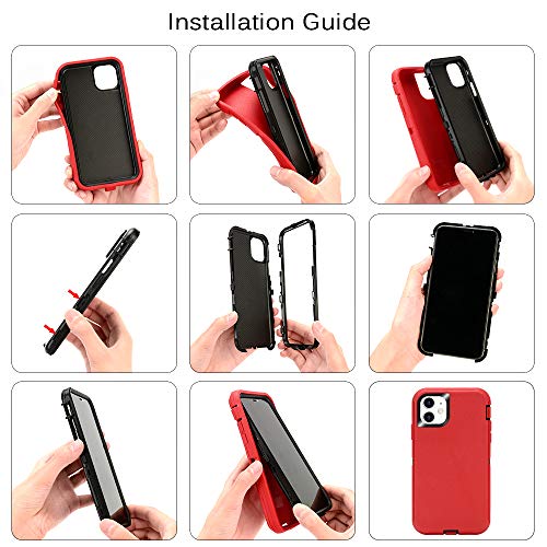 MAXCURY for iPhone 11 Case, Heavy Duty Shockproof Full Body Protection Phone Case for Men & Women, Hard PC Bumper + Soft TPU Silicone Rubber Back Cover for iPhone 11 6.1 inch (Black) - color: Black