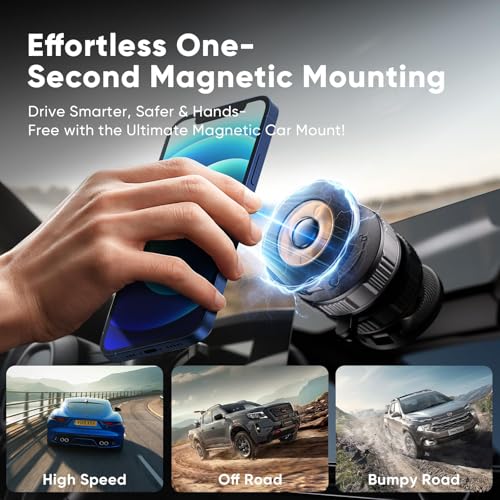 Car Phone Holder for Magsafe [120+LBS Strong Suction & 2800gf Magnetic] | 360° Adjustable Car Phone Mount, Phone Holders for Your Car for iPhone 17 Pro Max 16 15 14 13 12 Air