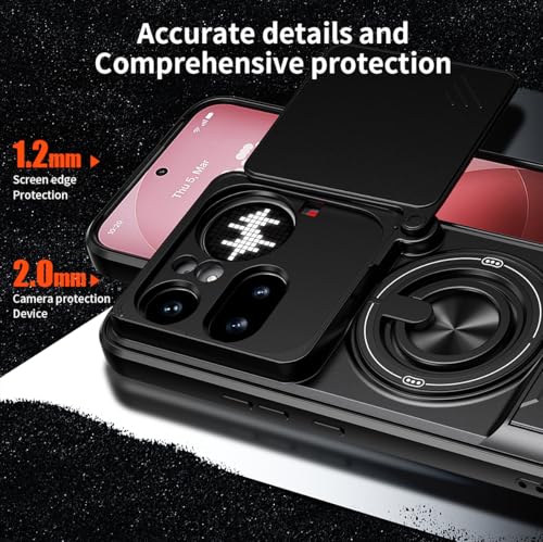 Compatible with Nothing Phone4a Pro Case Cover,Compatible with Nothing Phone (4a) Pro 5G A069P with Slide Camera Cover Phone Stand Protective Case Black - color: Black, size: Compatible with Nothing Phone4a Pro