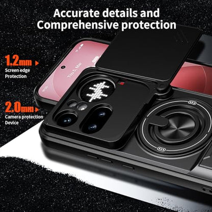 Compatible with Nothing Phone4a Pro Case Cover,Compatible with Nothing Phone (4a) Pro 5G A069P with Slide Camera Cover Phone Stand Protective Case Black - color: Black, size: Compatible with Nothing Phone4a Pro
